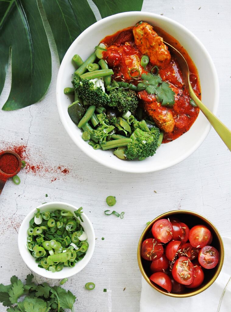 Middle Eastern Chicken Rissoles w. Seasonal Greens