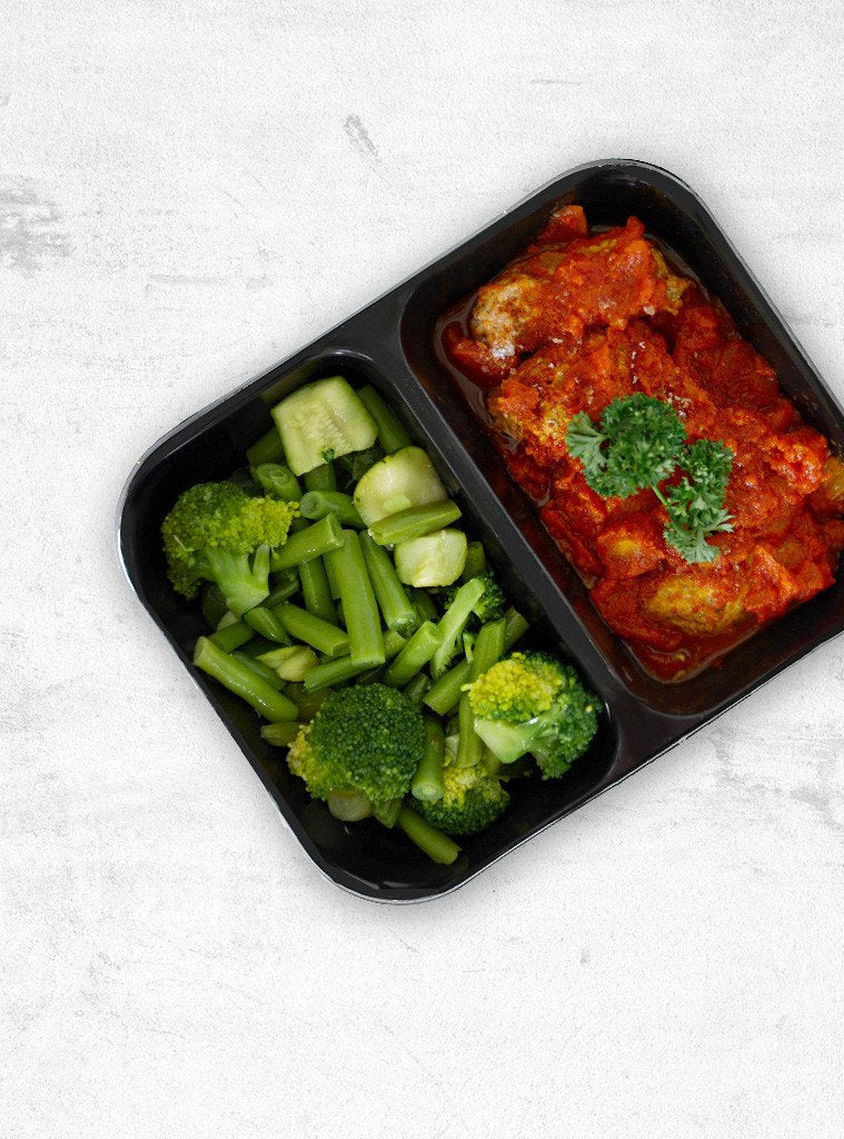 Middle Eastern Chicken Rissoles w. Seasonal Greens