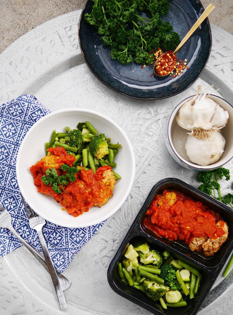 Middle Eastern Chicken Rissoles w. Seasonal Greens