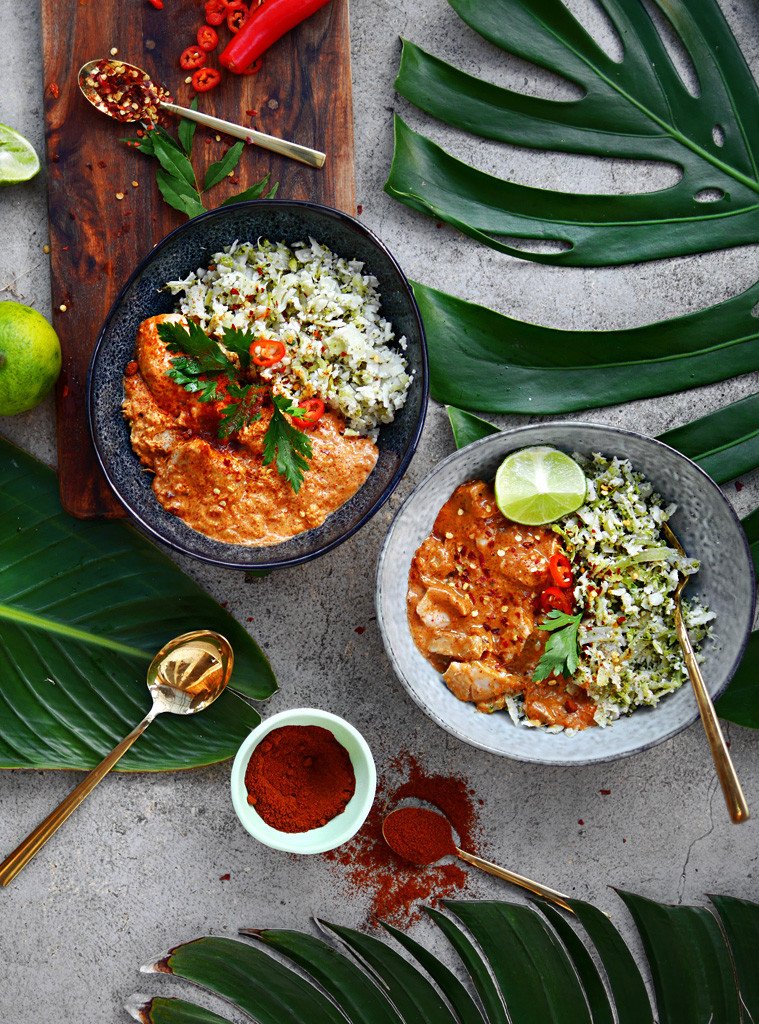 Chicken Rendang with Broccoli & Cauliflower Rice