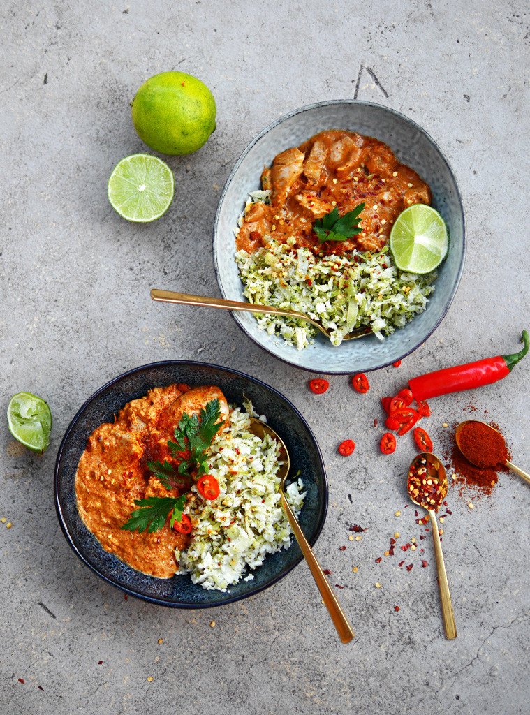 Chicken Rendang with Broccoli & Cauliflower Rice