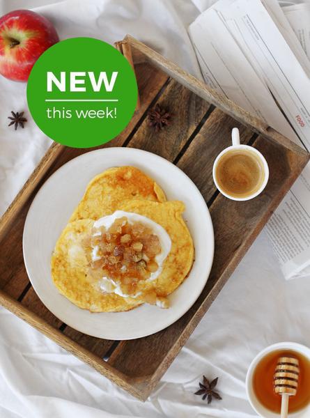 Power Pancakes with Spiced Apple Compote and Coconut Yoghurt