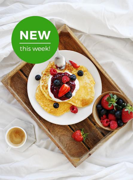 Power Pancakes with Mixed Berry Compote and Coconut Yoghurt
