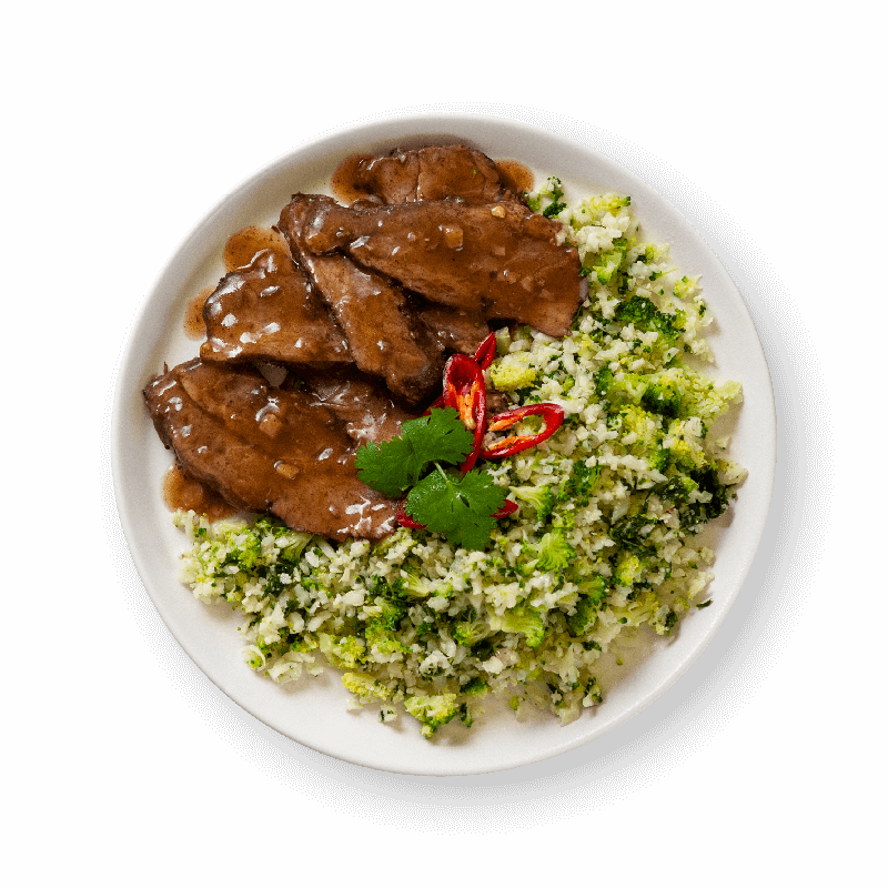 Chinese Five Spice Beef with Broccoli & Cauliflower Rice